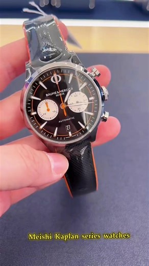 Baume & Mercier Capeland:42mm steel case,black dial with orange details,sapphire crystal.Automatic movement,carbon fiber strap,ideal for daily&business!#BaumeMercier #Capeland #SteelCase #AutomaticWatch