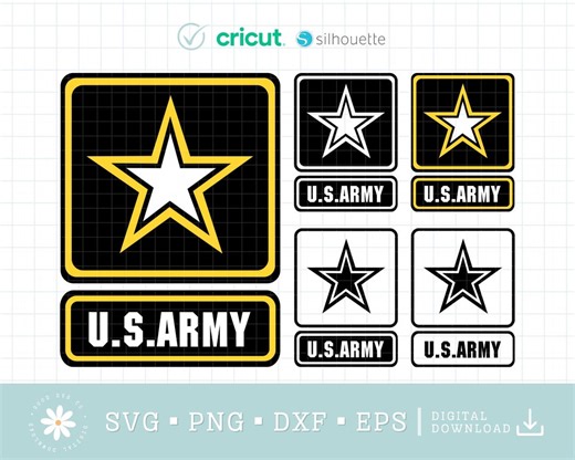 US Army Logo SVG Bundle - United States Army Star Emblem - Digital Download for Cricut & Silhouette - Military Star Png Eps Dxf - 5 Designs - Etsy