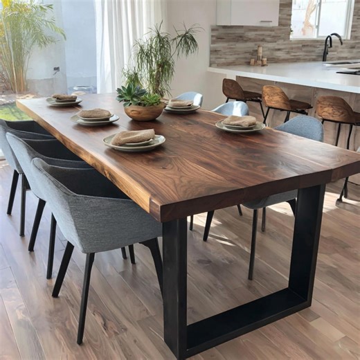 Live Edge Walnut Dining Table – Handmade Rustic Farmhouse Furniture - Etsy