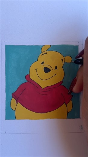 Easy gouache painting tutorial #winniethepooh #gouachepainting #arttutorial #cartoonpainting