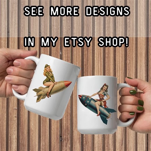 Military Pinup Mug, Pin up Girl on Missile Coffee Cup, Large 15 Oz. Size, Ceramic - Etsy