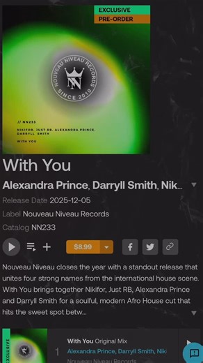 Nikifor Stoilkov on Instagram: "Get it where it matters! Get it NOW! @beatport @alexandraprinceofficial @darryllsmithofficial @justrbproduction @nikifor4music"