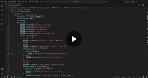 #java #javaprogramming #codsoft #atminterface #task3 #internship #codingjourney #computerscience | Ananthala Bhargavi