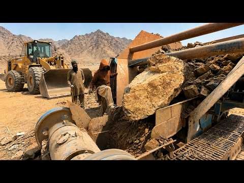MASSIVE Boulder Jam! ⚠️ Can The Crusher Handle This? #rockcrushing #heavymachinery