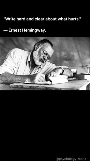 facts on Instagram: "Ernest Hemingway was an American writer known for his clear, direct style and deep themes about life, war, love, and loss. He wrote in short, simple sentences, but his stories carried strong emotions beneath the surface—a style often called the “iceberg theory,” where the deeper meaning is implied, not stated. He lived an adventurous life as a journalist and war correspondent, which shaped much of his writing. Famous works like The Old Man and the Sea and For Whom the Bell T