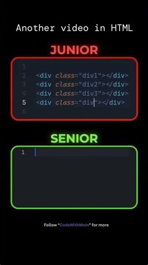 HTML Code: Junior vs Senior Developer #webdevelopmen #codingtips #programmingtips #careergrowth
