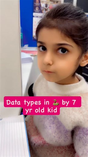 Vaishali Rastogi on Instagram: "7 year old girl writing Data types in python 🐍 . . . . . . #girl #kid #viral #instgram #explore"