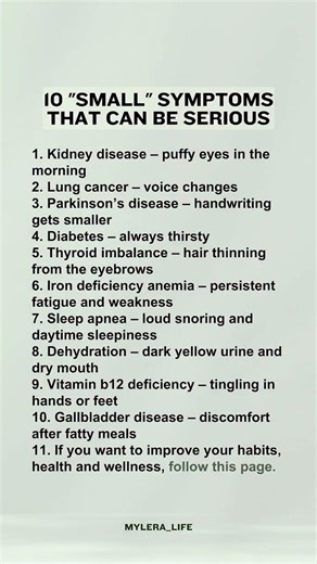10 "Small" Symptoms That Can Be Serious 👇#healthandwellness
