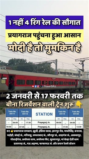 अब हर किसी के होंगे माघ मेले में पुण्य स्नान, मोदी सरकार ने चलाई 4 नई प्रयागराज रिंग रेल| Travel SRJ