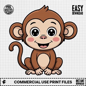 Baby Monkey Clipart, Jungle Nursery PNG (digital Download) - Etsy Canada