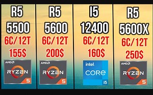 R5 5500 VS R5 5600 VS I5-12400 VS R5 5600X  _RTX 3080 ON 1080P
