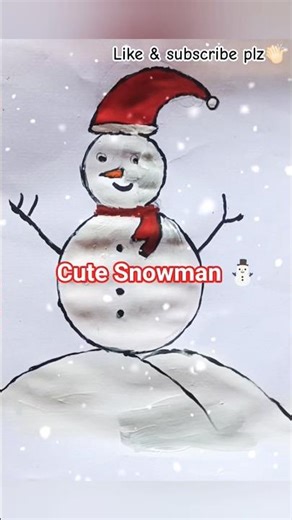 Christmas Snowman Easy Drawing 🎅✨5 Sec Snowman Drawing Trick! ⛄🔥 #christmas #snowman #viral