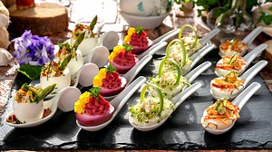 I have unique and delicious stuffed eggs recipe for you! This is a classic recipe, perfect for holidays, Easter, parties and other gatherings. #easterbasket #eastereggs #Easter #stuffedeggs #easterholidays #deviledeggsrecipe #deviledegg #stuffedegg #recipeoftheday #recipeideas | Nat Ura