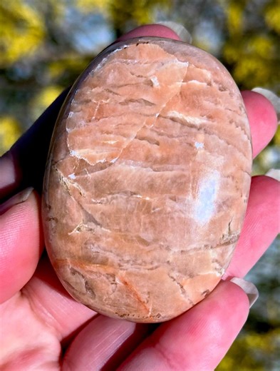 Peach Moonstone W/ Quartz Palm Stone | Polished Healing Crystal Pocket & Altar Stone | India - Etsy