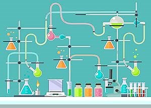8x6ft Fabric Chemical Lab Backdrop Blackboard Chemical Elements Scene Setter Online Teaching Background for Students Mad Scientist Birthday Party Graduation Video Decor Laboratory Banner