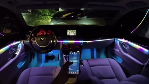 Car Interior LED Light Kit with App Control, RGB Multicolor Ambient Lighting Strip, Smart Music Sync Neon Accent Lights for Vehicle Interior
