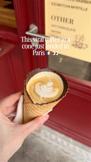 Viral coffee in a cone just landed in Paris 🇫🇷👀 #paris #parissaintgermain