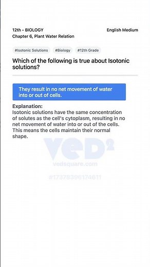 Understanding Isotonic Solutions in Biology 12th Plant Water Relation