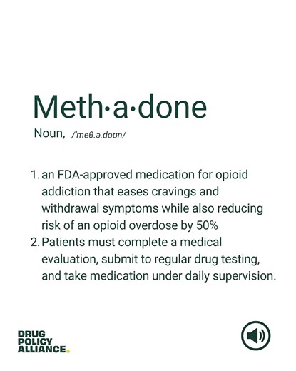 4.8K views · 45 reactions | Methadone is one of the most studied, safest, and most effective medications for opioid use disorder (MOUD), cutting overdose risk by about half. But due to strict regulations, it’s only available through federally approved opioid treatment programs (OTPs). Learn more about methadone and other MOUD at https://drugpolicy.org/resource/medications-for-opioid-use-disorder-moud-methadone-and-buprenorphine/ | Drug Policy Alliance | Facebook