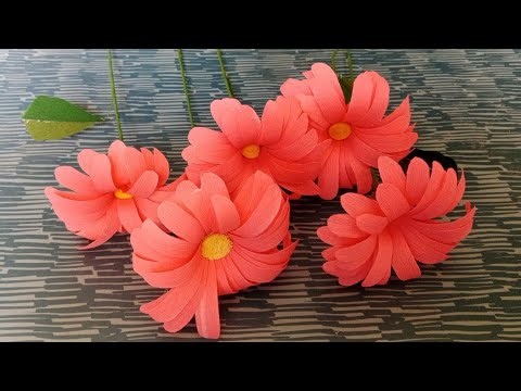 🌸 Easy Crepe Paper Flower Making | Beautiful DIY Paper Daisy Tutorial