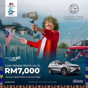 In the spirit of Malaysia Day, PROTON is celebrating with unbeatable deals on your favourite models! Take home the dynamic 2024 PROTON X50 or the all-new 2025 PROTON X70 with cash rebates of up to RM7,000. Looking for something iconic? Enjoy RM500 in cash rebates when you choose the Proton Saga. And for those seeking space and comfort, the PROTON X90 comes with 2 years of free service, valued at RM2,100! Drive in style and enjoy incredible savings—visit your nearest PROTON showroom to take advan