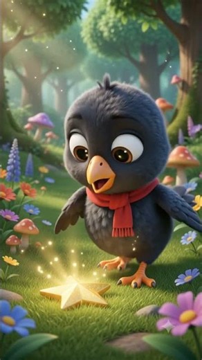 Little Crow Finds a Magic Star! ⭐ | Cute Kids Animation #shorts