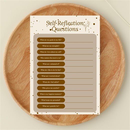Self Reflection Questions Planner | Personal Growth Journal (canva Template & PDF) - Etsy