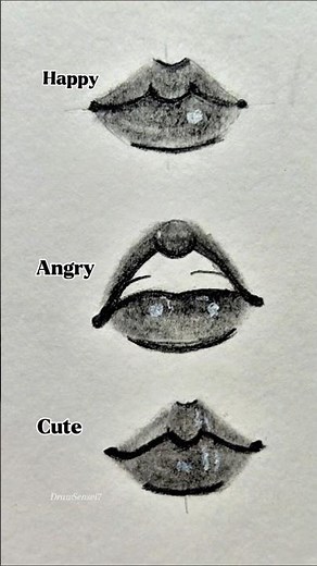 lips drawing 👄 ( happy, angry, cute ) easy tutorial #drawing #tutorial #art #lips #shorts