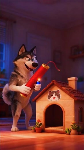 cute 🥺 puppies and Dog playing with fire crackers #aicomedy #cute #animals