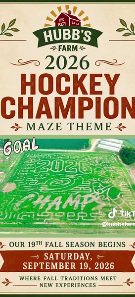 🌽🏒 We’re so excited to finally share our 2026 Corn Maze theme! This year, we’re bringing a little hockey excitement to the farm with our Hockey Champion Corn Maze! 🏆 We can’t wait to welcome your family back, watch you take on the maze, and see who becomes your family’s Corn Maze Champion! 🌽 Our 19th Fall Season begins Saturday, September 19, from 10 AM–6 PM. 🍂 Plan a day of a-MAZE-ing fun. Save the memories. And while we’re getting ready for Fall, we need your help! ❤️ Vote DAILY through S