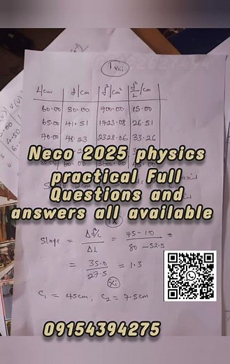 Physics practical Neco 2025 Full questions and answers #neco #neco2025 #physics #wassce