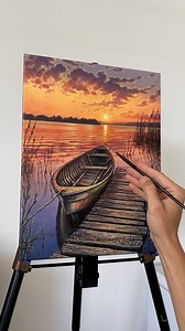 816K views · 20K reactions | Sunset Boat Reflection Acrylic Painting  #acrylicpainting #painting #art #artist #artteacher | Feliks K | Facebook