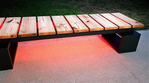 DIY modern garden bench with LED lights
