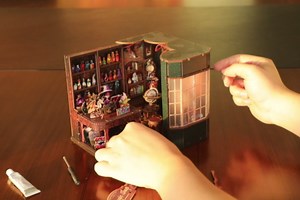 Magic Shop Book Nook Kit - DIY Miniature House Dollhouse Kit for Adult and Teens, Tiny House Bookshelf Decor 3D Wooden Puzzle with LED Lighting, Gifts for Family, Friends (Magic Shop)