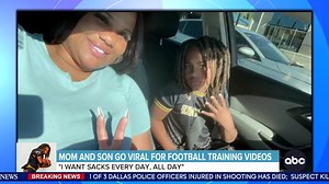 1.7M views · 37K reactions | MOM AND SON GO VIRAL FOR FOOTBALL TRAINING VIDEOS: ABC’s Danny New TV speaks with a Florida mom and her 9-year-old son after their passionate practice sessions payoff big time on the field. | World News Now | Facebook