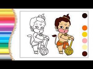 How to Easily Draw and Colour Bal/Little Hanuman for Kids/5minute Arts for Kids