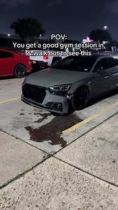 Thursday’s drama: Hit & run on the Audi- No lot cameras caught it- my dashcam did though. Coolant leak action. #audi #s5 #car #fyp #rs5