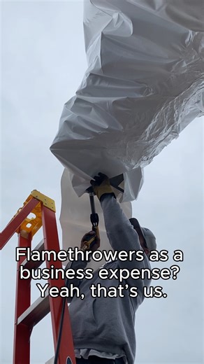 Not everyone gets to write off a flamethrower... BUT WE DO! #ShrinkWrap #Boating | GF Tech Marine Services