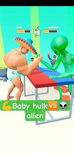 💪Baby hulk🆚👽alien #hiphop #rap #hulktrading #games #gameplay #armwrestlingworkout #gaming