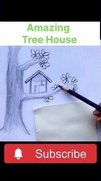 Beautiful Tree House Sketch 🌳🏠 #Shorts #drawing #art
