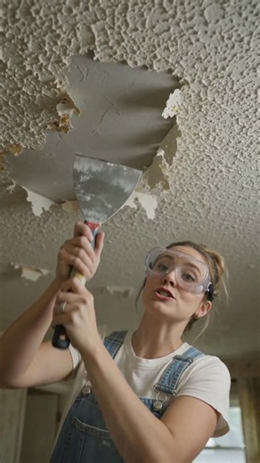 DIY Popcorn Ceiling Removal & Smooth White Paint Transformation! ✨ #shorts