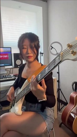 Girl playing bass in a different way #bass