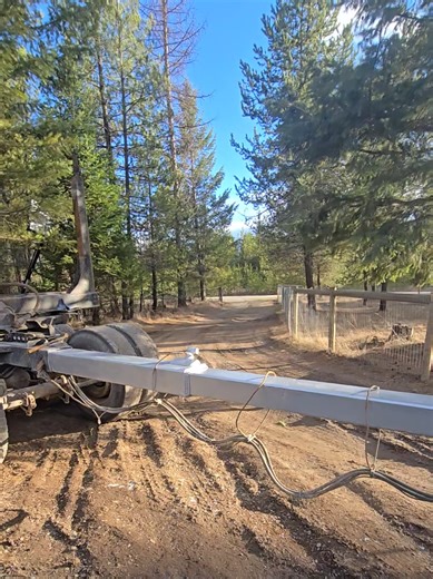 fresh painted reach on the alpine log trailer #idaho #logging #painting #trucking #owneroperator