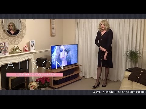 Teasing in a Button Front Dress and High Heels - Crossdresser #AlisonThighBootBoy