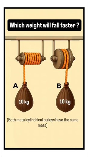 Which Weight Will Fall Faster? 🤔 Pulley Physics Experiment | Both Are 10kg #shorts #trending #viral