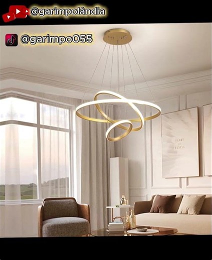 Luminária Pendente LED Moderna 3 Anéis