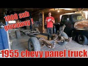 building new frame for my 1955 chevy panel truck- welding an S10 front clip onto a 55-59 rear frame