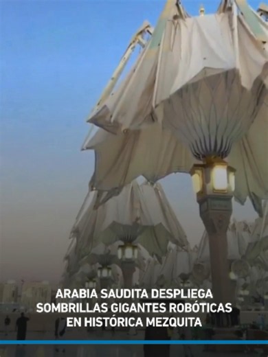 Arabia Saudita: Paraguas robóticos gigantes protegen del sol