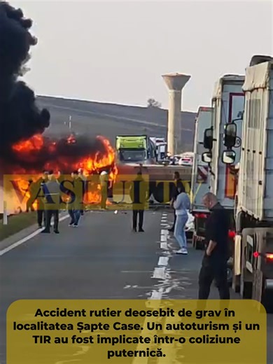 Accident rutier deosebit de grav în localitatea Șapte Case. Un autoturism și un TIR au fost implicate într-o coliziune puternică. Potrivit primelor informații, în autoturism se află o persoană încarcerată, declarată decedată. În același timp, șoferul TIR-ului a reușit să se autoevacueze, însă cabina autocamionului a fost cuprinsă de flăcări. La fața locului intervin echipaje de pompieri, ambulanță și poliție. Traficul este complet blocat pe ambele sensuri de mers. Vom reveni cu detalii pe măsură