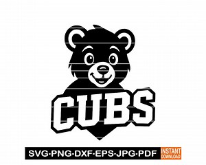 Cubs Sport Team Logo SVG, PNG, DXF, Baseball Design Cameo, Wild Animal Sports Logo Clipart, Vector for Cricut, Laser Cut File - Etsy